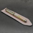 "Árvalányhaj" Abalone kagyló tolltest, Fehér arany gyűrű fekete gyémánttal