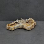 Asztali tolltartó, Opálosodott ásvány, 925-ös ezüst, Magyar motívum