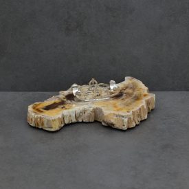   Asztali tolltartó, Opálosodott ásvány, 925-ös ezüst, Magyar motívum