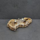 Asztali tolltartó, Opálosodott ásvány, 925-ös ezüst, Magyar motívum