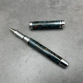   Cyklon Kerámiabetétes toll, Stabilizált és színezett Karéliai nyírfa, Króm/Fekete szerkezet