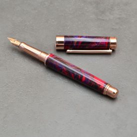   Leveche töltőtoll,  "Szexi csokoládé" Akrilgyanta, Rose Gold szerkezet, Rose Gold Bock tollhegy