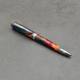   Mistral Golyóstoll,  "Olaj a vízben" akrilgyanta, Fegyverfém szerkezet, ródium gyűrű