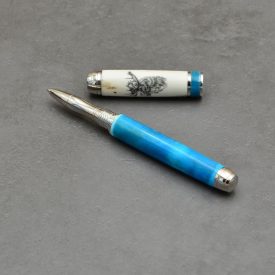   Mistral Kerámiabetétes toll, Színezett jávorszarvas agancs, Ródium szerkezet, agancs gyűrű