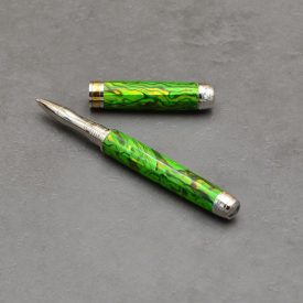   Mistral Kerámiabetétes toll, Abalone kagyló, Ródium szerkezet, szatén arany gyűrű