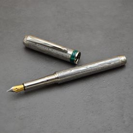   Mistral Töltőtoll, Damaszkuszi acél, Ródium szerkezet,  Malachit gyűrű